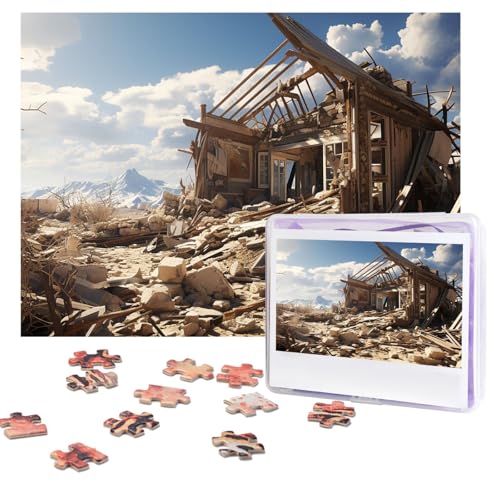 Puzzles, 500 Teile (51,8 x 38,1 cm), personalisiertes Puzzle, zusammengeklapptes Haus, herausforderndes Fotopuzzle mit Aufbewahrungstasche, Bilderpuzzle für Erwachsene, Familie von QVUEagriSJ