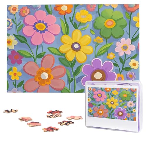 Puzzles 1000 Teile (74,9 x 50 cm), personalisiertes Puzzle, Cartoon-Blumen-Puzzle, anspruchsvolles Fotopuzzle mit Aufbewahrungstasche, Bilderpuzzle für Erwachsene und Familie von QVUEagriSJ