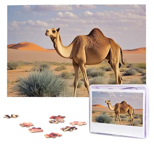 Puzzles 1000 Teile (74,9 x 50 cm), personalisiertes Puzzle, Kamelruhe, Wüstenpuzzle, herausforderndes Fotopuzzle mit Aufbewahrungstasche, Bilderpuzzle für Erwachsene und Familie von QVUEagriSJ