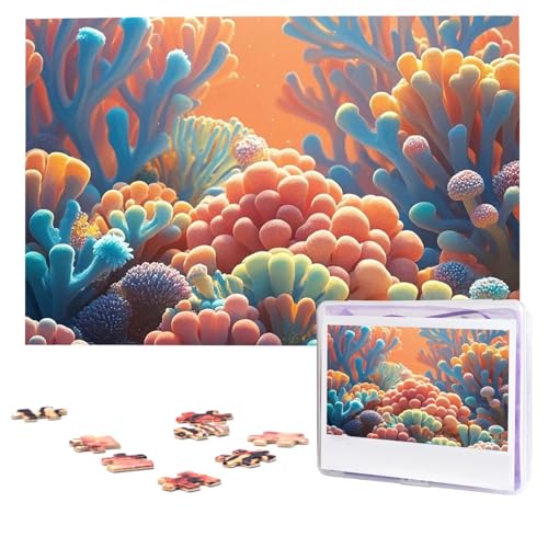 Puzzles 1000 Teile (74,9 x 50 cm), personalisiertes Puzzle, Korallen-Puzzle, herausforderndes Fotopuzzle mit Aufbewahrungstasche, Bilderpuzzle für Erwachsene und Familie von QVUEagriSJ