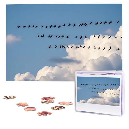 Puzzles 1000 Teile (74,9 x 50 cm), personalisiertes Puzzle, Vogelwanderungspuzzle, herausforderndes Fotopuzzle mit Aufbewahrungstasche, Bilderpuzzle für Erwachsene und Familie von QVUEagriSJ