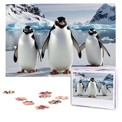 Puzzles 1000 Teile (74,9 x 50 cm), personalisiertes Puzzle, niedliche Pinguine, herausforderndes Fotopuzzle mit Aufbewahrungstasche, Bilderpuzzle für Erwachsene und Familie von QVUEagriSJ