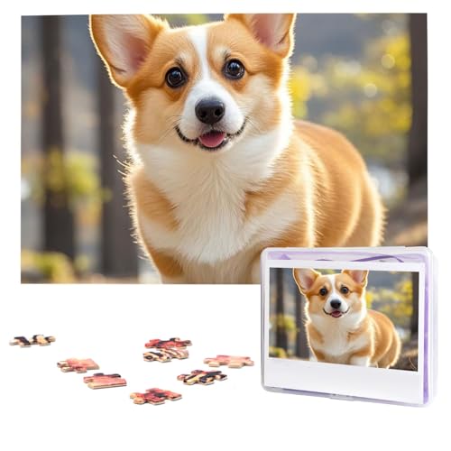 Puzzles 1000 Teile (74,9 x 50 cm), personalisiertes Puzzle, niedliches Corgi-Hunde-Puzzle, herausforderndes Fotopuzzle mit Aufbewahrungstasche, Bilderpuzzle für Erwachsene und Familie von QVUEagriSJ