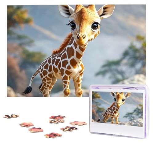 Puzzles 1000 Teile (74,9 x 50 cm), personalisiertes Puzzle, niedliches Giraffen-Puzzle, herausforderndes Fotopuzzle mit Aufbewahrungstasche, Bilderpuzzle für Erwachsene und Familie von QVUEagriSJ