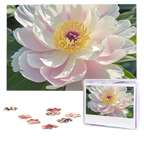 Puzzles 1000 Teile (74,9 x 50 cm), personalisiertes Puzzle, schöne Pfingstrosenblüte, herausforderndes Fotopuzzle mit Aufbewahrungstasche, Bilderpuzzle für Erwachsene und Familie von QVUEagriSJ