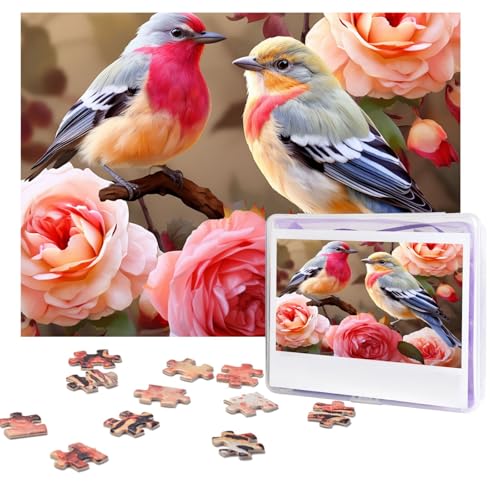 Puzzles 500 Teile (51,8 x 38,1 cm), personalisierbar, englische Rosen, Vögel, Puzzle, anspruchsvolles Fotopuzzle mit Aufbewahrungstasche, Bilderpuzzle für Erwachsene, Familie von QVUEagriSJ