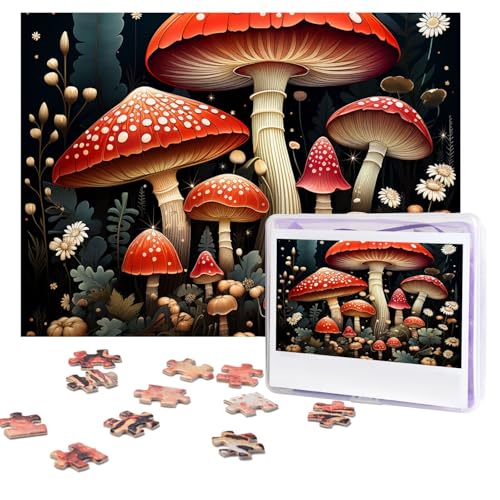 Puzzles 500 Teile (51,8 x 38,1 cm), personalisierbar, rote Pilze, Puzzle, anspruchsvolles Fotopuzzle mit Aufbewahrungstasche, Bilderpuzzle für Erwachsene, Familie von QVUEagriSJ