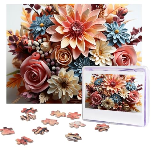 Puzzles 500 Teile (51,8 x 38,1 cm), personalisiertes Puzzle, Blumenstrauß, herausforderndes Fotopuzzle mit Aufbewahrungstasche, Bilderpuzzle für Erwachsene, Familie von QVUEagriSJ