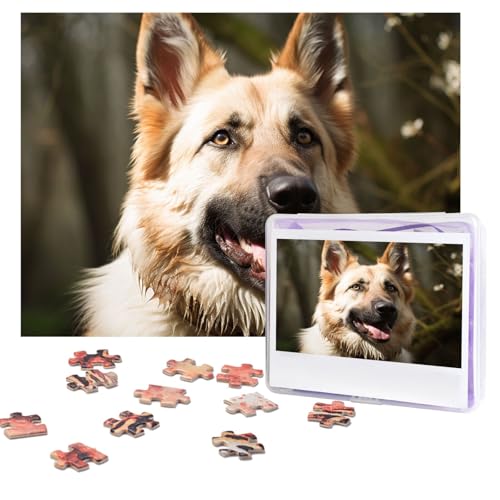 Puzzles 500 Teile (51,8 x 38,1 cm), personalisiertes Puzzle, Deutscher Schäferhund, herausforderndes Fotopuzzle mit Aufbewahrungstasche, Bilderpuzzle für Erwachsene, Familie von QVUEagriSJ