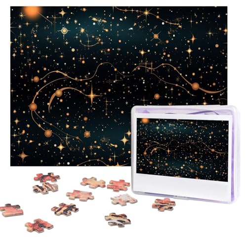 Puzzles 500 Teile (51,8 x 38,1 cm), personalisiertes Puzzle, Sterne und Sternbilder, Muster, Puzzle, anspruchsvolles Fotopuzzle mit Aufbewahrungstasche, Bilderpuzzle für Erwachsene, Familie von QVUEagriSJ