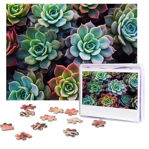 Puzzles 500 Teile (51,8 x 38,1 cm), personalisiertes Puzzle, Sukkulenten, Puzzle, anspruchsvolles Fotopuzzle mit Aufbewahrungstasche, Bilderpuzzle für Erwachsene, Familie von QVUEagriSJ