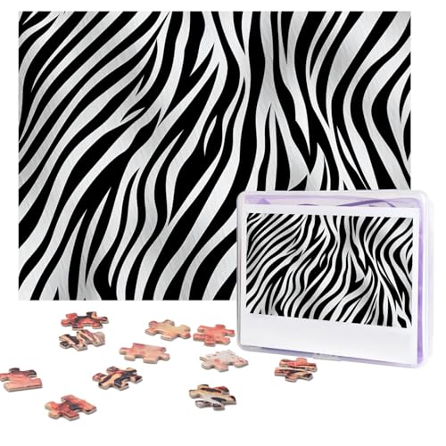 Puzzles 500 Teile (51,8 x 38,1 cm), personalisiertes Puzzle, Zebra-Druck-Puzzle, herausforderndes Fotopuzzle mit Aufbewahrungstasche, Bilderpuzzle für Erwachsene, Familie von QVUEagriSJ