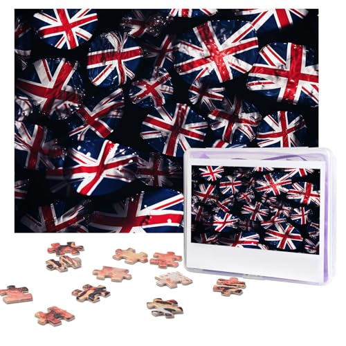 Puzzles 500 Teile (51,8 x 38,1 cm), personalisiertes Puzzle, britische Flagge, herausforderndes Fotopuzzle mit Aufbewahrungstasche, Bilderpuzzle für Erwachsene und Familie von QVUEagriSJ