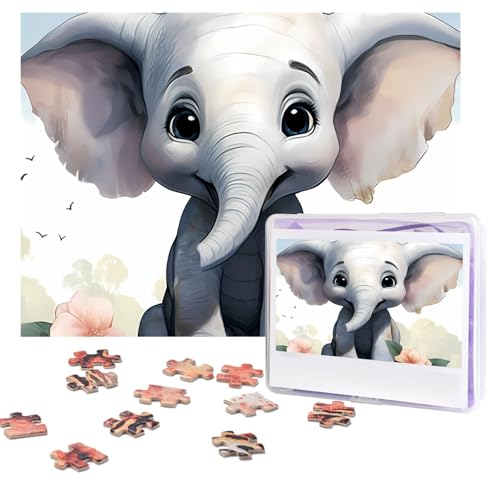 Puzzles 500 Teile (51,8 x 38,1 cm), personalisiertes Puzzle, niedliches Elefanten-Puzzle, herausforderndes Fotopuzzle mit Aufbewahrungstasche, Bilderpuzzle für Erwachsene, Familie von QVUEagriSJ