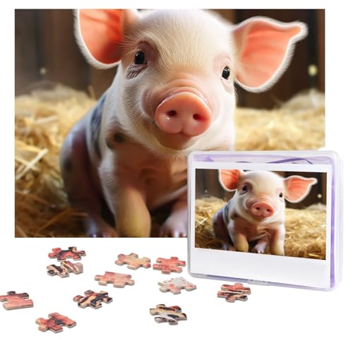 Puzzles 500 Teile (51,8 x 38,1 cm), personalisiertes Puzzle, niedliches Schwein, herausforderndes Fotopuzzle mit Aufbewahrungstasche, Bilderpuzzle für Erwachsene, Familie von QVUEagriSJ