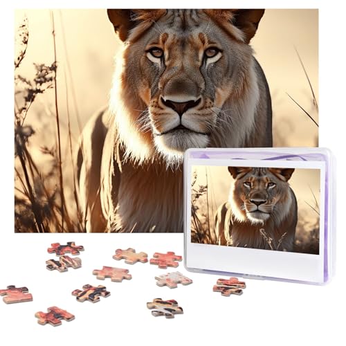 Puzzles 500 Teile (51,8 x 38,1 cm), personalisiertes Puzzle, weibliches Löwen-Puzzle, herausforderndes Fotopuzzle mit Aufbewahrungstasche, Bilderpuzzle für Erwachsene, Familie von QVUEagriSJ