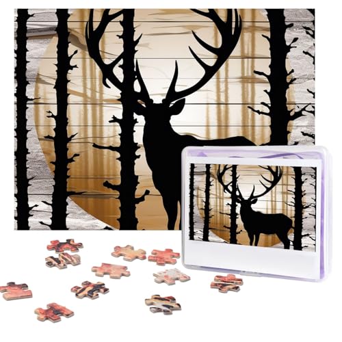 Puzzles 500 Teile (51,8 x 38,1 cm), personalisiertes Puzzle, wilder Elch, schwarzer Streifen, 1 Puzzle, anspruchsvolles Fotopuzzle mit Aufbewahrungstasche, Bilderpuzzle für Erwachsene, Familie von QVUEagriSJ