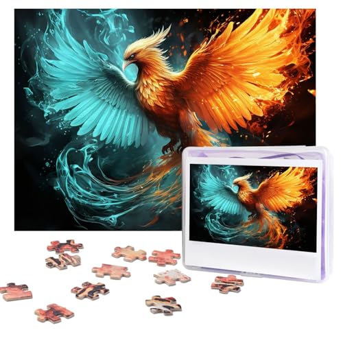 Puzzles 500 Teile (51,8 x 38,1 cm), personalisiertes Puzzle mit Feuer- und Wasserphönix-Puzzle, herausforderndes Fotopuzzle mit Aufbewahrungstasche, Bilderpuzzle für Erwachsene, Familie von QVUEagriSJ