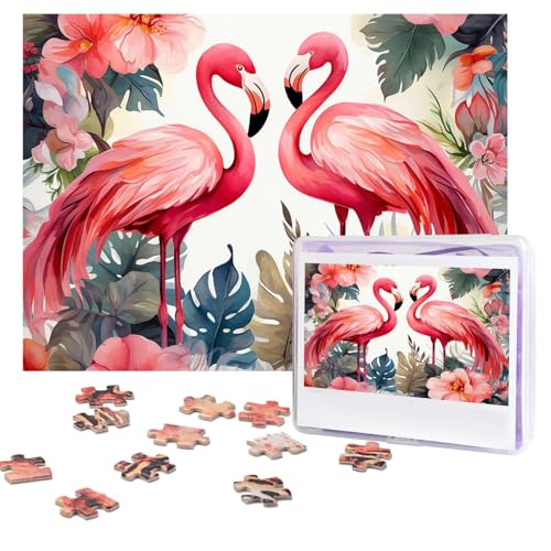 Puzzles 500 Teile (51,8 x 38,1 cm), personalisiertes Puzzle mit Flamingo-Puzzle, anspruchsvolles Fotopuzzle mit Aufbewahrungstasche, Bilderpuzzle für Erwachsene und Familie von QVUEagriSJ