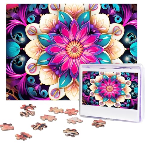 Puzzles 500 Teile (51,8 x 38,1 cm) Personalisierte Puzzles Boho Mandala Puzzle Herausforderndes Fotopuzzle mit Aufbewahrungstasche, Bilderpuzzle für Erwachsene Familie von QVUEagriSJ