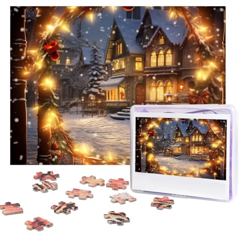 Puzzles 500 Teile (51,8 x 38,1 cm) Personalisierte Puzzles Frohe Weihnachten1 Puzzle Herausforderndes Fotopuzzle mit Aufbewahrungstasche, Bilderpuzzle für Erwachsene und Familie von QVUEagriSJ