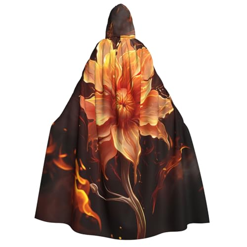 QVUEagriSJ Kapuzenumhang Halloween Kapuzenumhang Unisex Halloween Umhang Flamme Blume Kapuzenmantel Cosplay Kostüme von QVUEagriSJ