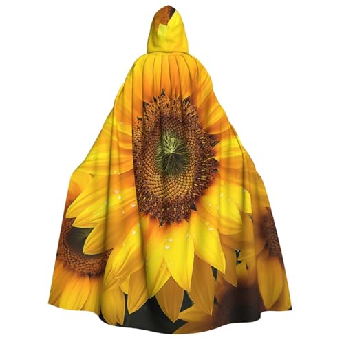 QVUEagriSJ Kapuzenumhang Halloween Kapuzenumhang Unisex Halloween Umhang Gelbe Sonnenblume 2 Kapuzenmantel Cosplay Kostüme von QVUEagriSJ