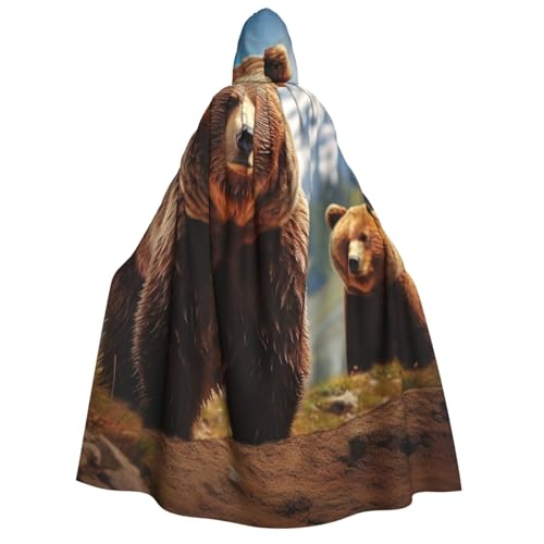 QVUEagriSJ Kapuzenumhang Halloween Kapuzenumhang Unisex Halloween Umhang Grizzly Bär Kapuzenmantel Cosplay Kostüme von QVUEagriSJ