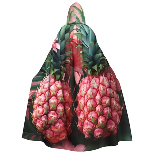 QVUEagriSJ Kapuzenumhang Halloween Kapuzenumhang Unisex Halloween Umhang Rosa Ananas Kapuzenmantel Cosplay Kostüme von QVUEagriSJ