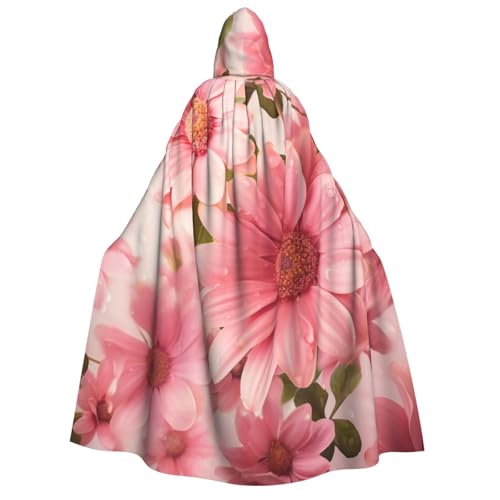 QVUEagriSJ Kapuzenumhang Halloween Kapuzenumhang Unisex Halloween Umhang Rosa Blumen 1 Kapuzenmantel Cosplay Kostüme von QVUEagriSJ