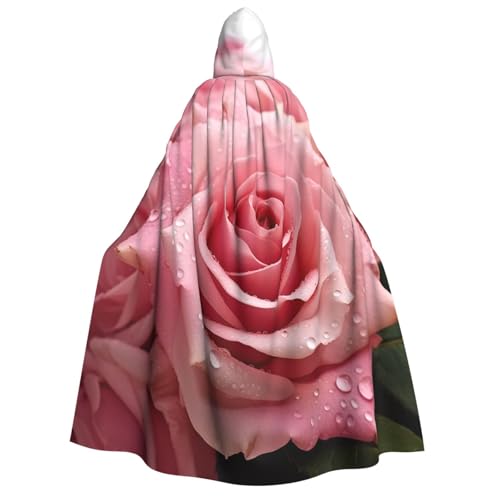 QVUEagriSJ Kapuzenumhang Halloween Kapuzenumhang Unisex Halloween Umhang Rosa Rosen 2 Kapuzenmantel Cosplay Kostüme von QVUEagriSJ