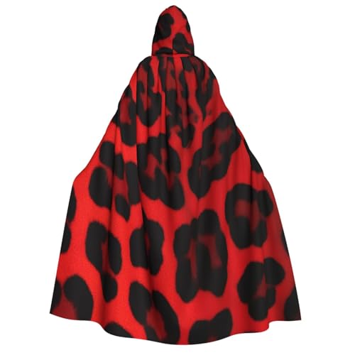 QVUEagriSJ Kapuzenumhang Halloween Kapuzenumhang Unisex Halloween Umhang Rot Leopardenmuster Kapuzenmantel Cosplay Kostüme von QVUEagriSJ