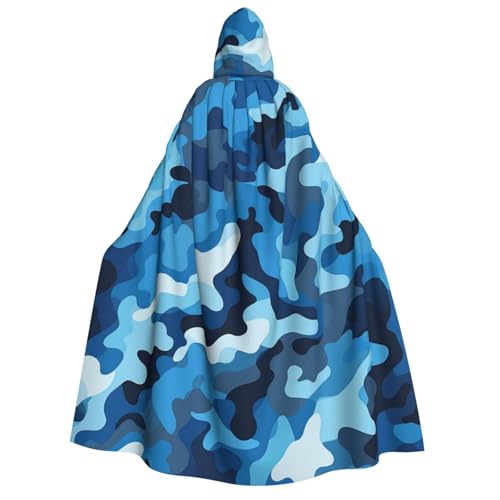 QVUEagriSJ Kapuzenumhang für Halloween, Unisex, Halloween-Umhang, blaues Camouflage-Muster, Kapuzenmantel, Cosplay-Kostüme von QVUEagriSJ