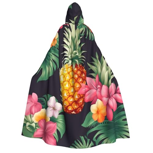 QVUEagriSJ Kapuzenumhang für Halloween, Unisex, Halloween-Umhang, tropische Ananas, hawaiianischer Kapuzenmantel, Cosplay-Kostüme von QVUEagriSJ