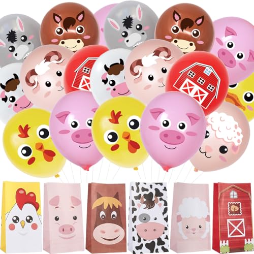 18 Stück 12 Zoll Bauernhof Tier Luftballons, 6 Stück Farm Animal Motto Party Favors Geschenktüten, Luftballons zum Thema Bauernhof Kuh Schaf Schwein, für Geburtstag Mottoparty Dekoration 18 Stück 12 Zoll Bauernhof Tier Luftballons, 6 Stück Farm Animal Motto Party Favors Geschenktüten, Luftballons zum Thema Bauernhof Kuh Schaf Schwein, für Geburtstag Mottoparty Dekoration von QWEPU