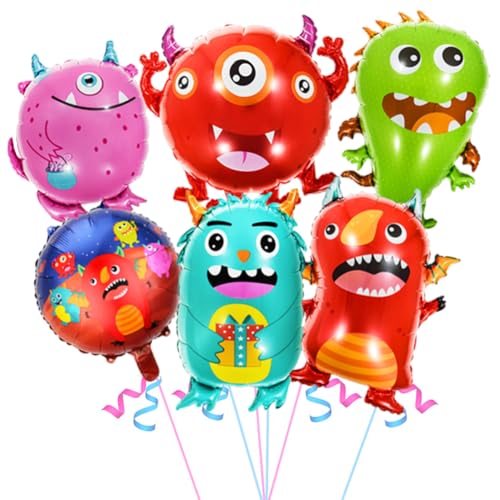 6PCS Monster Geburtstag Party Ballon, Monster Kinder Deko Luftballons,Alien Monster Geburtstags Deko Luftballon,Monster Folienballon Alien Theme für Jungen Mädchen Monster Thema von QWEPU