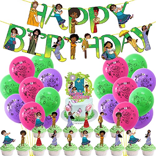 Encanto Geburtstagsfeier Dekorationen, Kindergeburtstag Geburtstag Deko, House Of Magic Full Set,Party Supplies, Partyballon-Set, Party-Dekoration von QWEPU