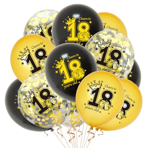 Luftballons zum 18. Luftballons 18 Geburtstag Deko, 12PCS 18.Geburtstag Junge Mädchen Schwarz Gold, 18. Jahrestag, Geburtstagsparty-Dekorationen, Zubehör zum 18. Geburtstag Luftballons zum 18. Luftballons 18 Geburtstag Deko, 12PCS 18.Geburtstag Junge Mädchen Schwarz Gold, 18. Jahrestag, Geburtstagsparty-Dekorationen, Zubehör zum 18. Geburtstag von QWEPU