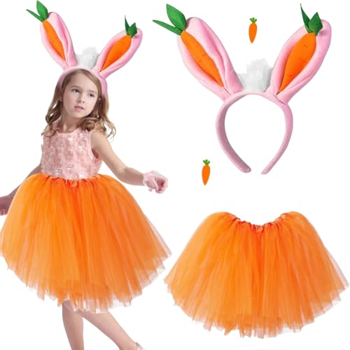 QWEPU 2 Stück Hasenkostüm Hasen Kostüm - Bunny Karotte Plüsch Haarreifen, Hase Kostüm, Osterhasen Hüte Kostüm Zubehör für Erwachsene Ostern, Cosplay, Halloween Karneval von QWEPU