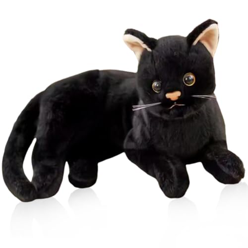 QWEPU Schwarze Katze Plüschtier,Katze Kuscheltier,Katze Puppe Gefüllte Lebensechte Katze Plüschtier Spielzeug Für Heimdekoration, Fotografie-Requisiten,30CM von QWEPU