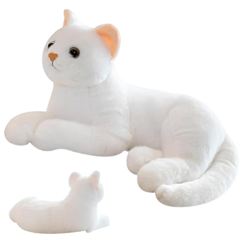 QWEPU Weiß Katze Plüschtier,Katze Kuscheltier,Katze Puppe Gefüllte Lebensechte Katze Plüschtier Spielzeug Für Heimdekoration, Fotografie-Requisiten,30CM von QWEPU