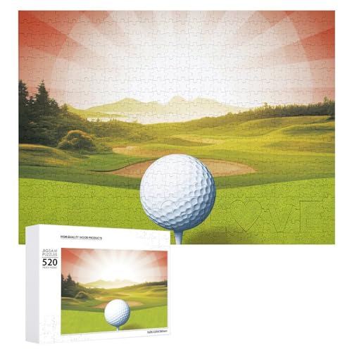 Puzzle für Erwachsene, 520 Teile, Golfsport, anspruchsvolles Puzzle, Holzpuzzle, perfekt für Spielabende, fertiges Puzzle, Größe ist 50,5 x 38,1 cm von QWJKM