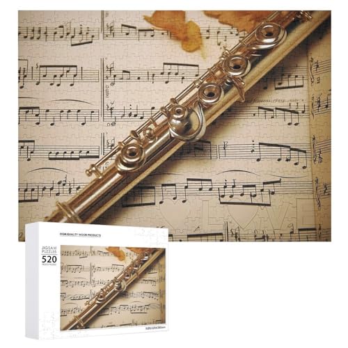 QWJKM Holzpuzzle, 520 Teile, Querflöte, Musik, Modern, 50,5 x 38,1 cm, ab 14 Jahren von QWJKM