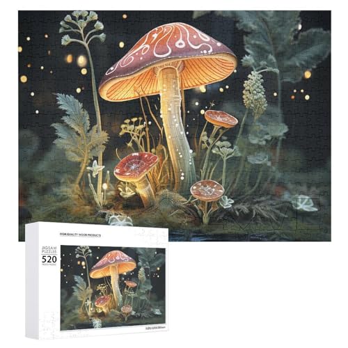 Puzzle für Erwachsene, 520 Teile, Schmetterlingspilz, herausforderndes Puzzle, Holzpuzzle, perfekt für Spielabende, fertige Puzzle-Größe: 50,5 x 38,1 cm von QWJKM