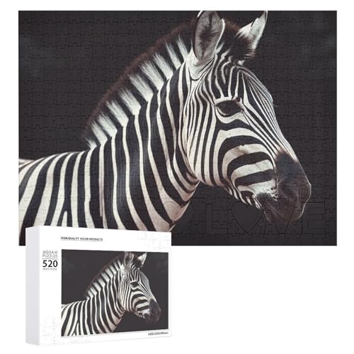 Puzzle für Erwachsene, 520 Teile, Tier-Zebra-Design, herausforderndes Puzzle, Holzpuzzle, perfekt für Spielabende, fertige Puzzle-Größe ist 50,5 x 38,1 cm von QWJKM