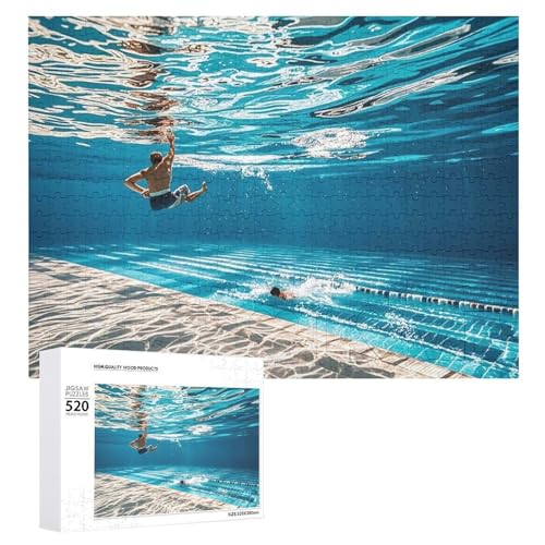 Puzzle für Erwachsene, 520 Teile, Unterwasser des Schwimmbads, herausforderndes Puzzle, Holzpuzzle, perfekt für Spielabende, fertige Puzzle-Größe ist 50,5 x 38,1 cm Puzzle für Erwachsene, 520 Teile, Unterwasser des Schwimmbads, herausforderndes Puzzle, Holzpuzzle, perfekt für Spielabende, fertige Puzzle-Größe ist 50,5 x 38,1 cm von QWJKM