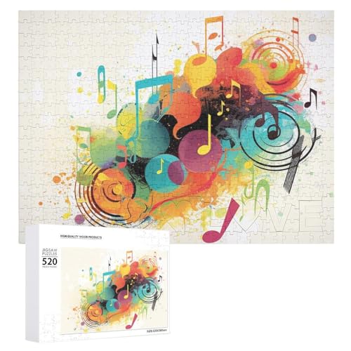 Puzzle für Erwachsene, 520 Teile, abstraktes Musik-Thema, herausforderndes Puzzle, perfekt für Spieleabende, fertige Puzzle-Größe ist 50,5 x 38,1 cm von QWJKM