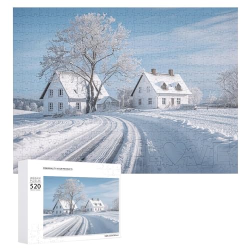 Puzzle für Erwachsene, 520 Teile, alte Bauernhof-Bilder, anspruchsvolles Puzzle, Holzpuzzle, perfekt für Spieleabende, fertige Puzzle-Größe ist 50,5 x 38,1 cm von QWJKM