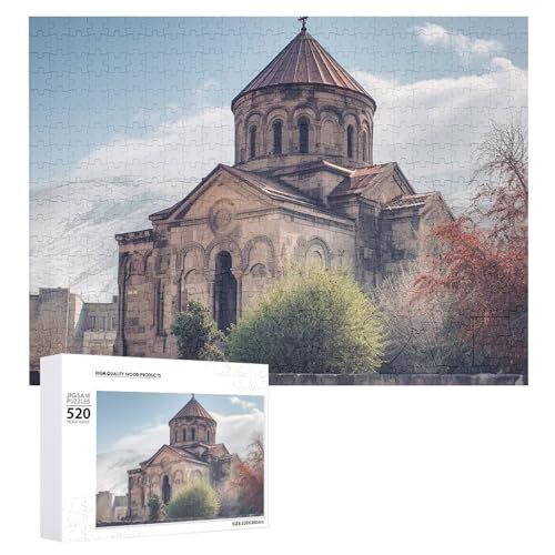 Puzzle für Erwachsene, 520 Teile, armenische Kirche, herausforderndes Puzzle, Holzpuzzle, perfekt für Spielabende, fertige Puzzle-Größe: 50,5 x 38,1 cm von QWJKM