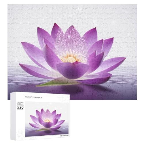 Puzzle für Erwachsene, 520 Teile, violette Blume, herausfordernd, Holzpuzzle, perfekt für Spielabende, fertige Puzzle-Größe ist 50,5 x 38,1 cm von QWJKM